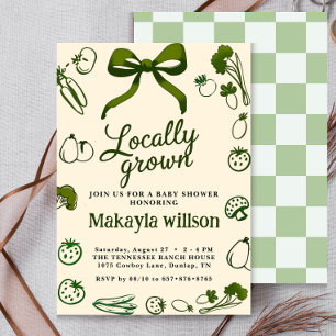 Locally Grown Rustic Hand-Drawn Baby Shower Invitation
