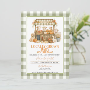 Locally Grown Rustic Pumpkin Baby Shower Invitation