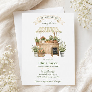 Locally Grown Sage Farmers Market Baby Shower Invitation