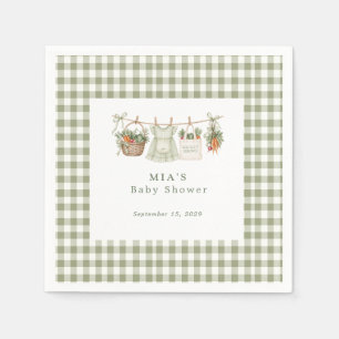 Locally Grown Sage Gingham Baby Shower Napkin