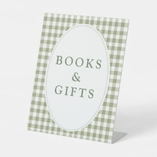 Locally Grown Sage Green Clothesline Baby Shower Pedestal Sign