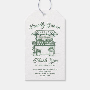 Locally Grown Sage Green Farmer Market Baby Shower Gift Tags
