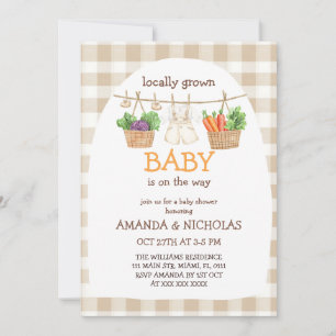 Locally Grown Vegetable Baby Shower Invitation