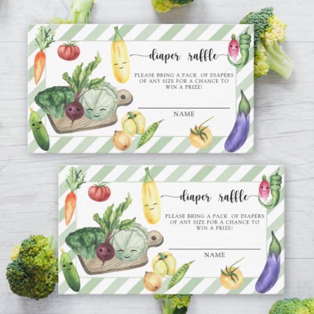 Locally grown vegetables - diaper raffle ticket enclosure card (Creator Uploaded)