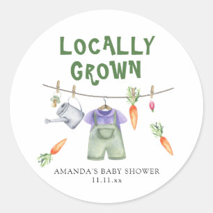 Locally grown vegetables watercolor baby shower  classic round sticker