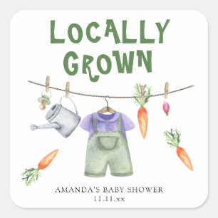 Locally grown vegetables watercolor baby shower  square sticker