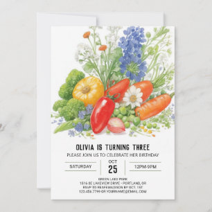 Locally Grown Veggie Birthday Invitation