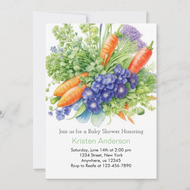 Locally Grown Veggie Bliss Baby Shower Invitation (Front)