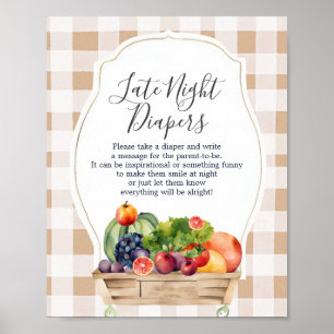 Locally Grown Veggies Farmer Late Night Diapers Poster