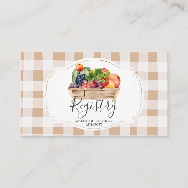 Locally Grown Veggies Farmer Market Baby Registry Enclosure Card (Front)