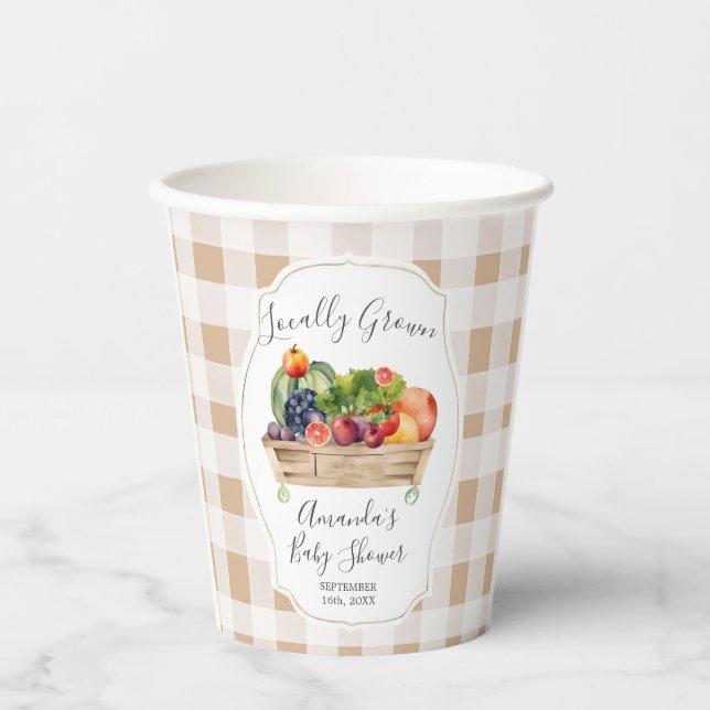 Locally Grown Veggies Farmer Market Baby Shower Paper Cups (Front)