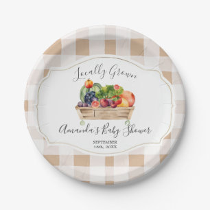 Locally Grown Veggies Farmer Market Baby Shower Paper Plate