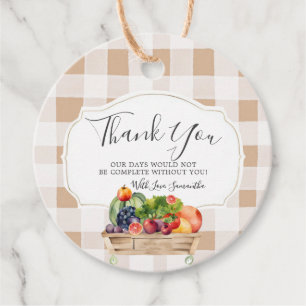 Locally Grown Veggies Farmers Market Baby Shower Favour Tags