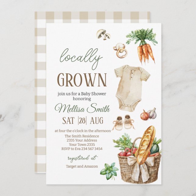 Locally Grown Veggies Farmers Market Baby Shower Invitation (Front/Back)