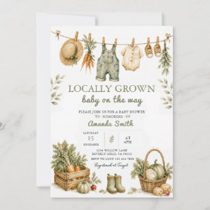 Locally Grown Veggies Farmers Market Baby Shower Invitation