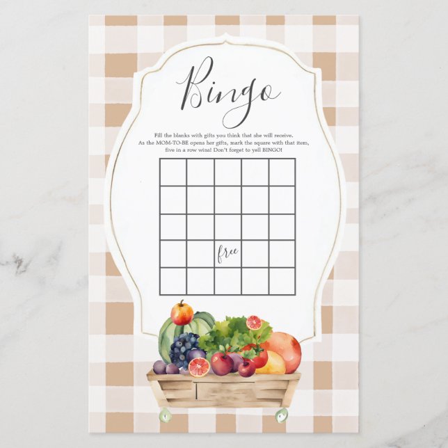 Locally Grown Veggies Farmers Market Bingo Games (Front)