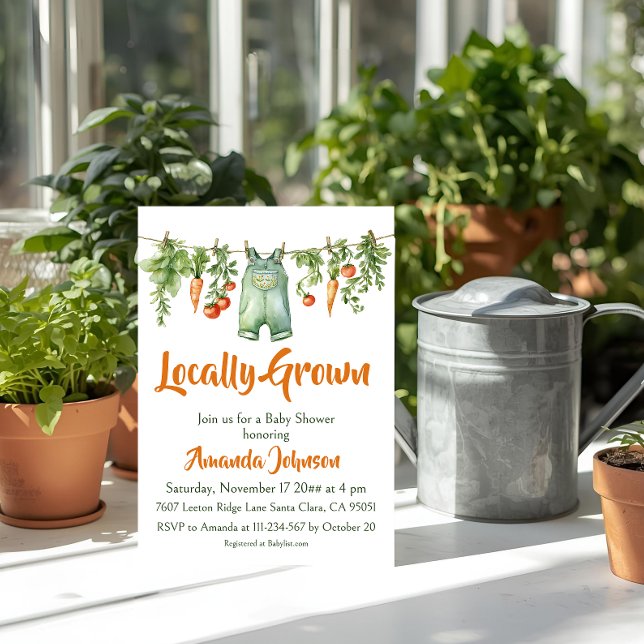 Locally Grown Vintage Farm Garden Baby Shower Invitation (Creator Uploaded)
