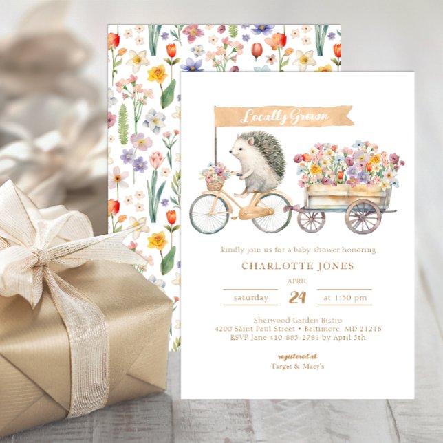 Locally Grown Watercolor Baby Shower Invitation (Whimsical Baby Shower Invite)