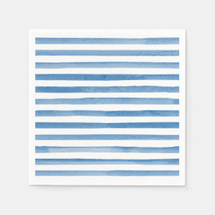 Locally grown watercolor blue stripes baby shower napkin