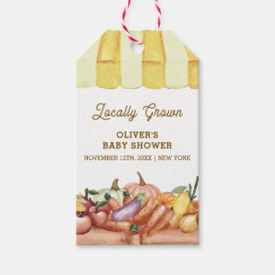 Locally Grown Watercolor Veggie Fruits Baby Shower Gift Tags