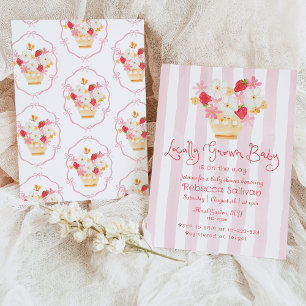 Locally Grown Whimsical Baby girl shower Invitation
