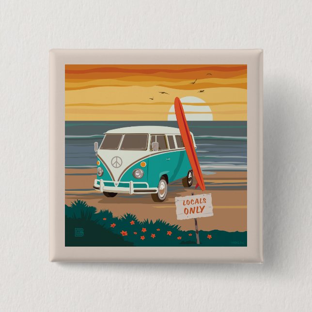 Locals Only | VW Surf Van 15 Cm Square Badge (Front)