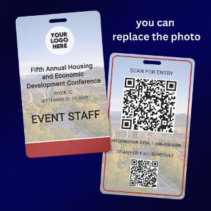 Location Replaceable Photo Logo QR Conference ID Badge