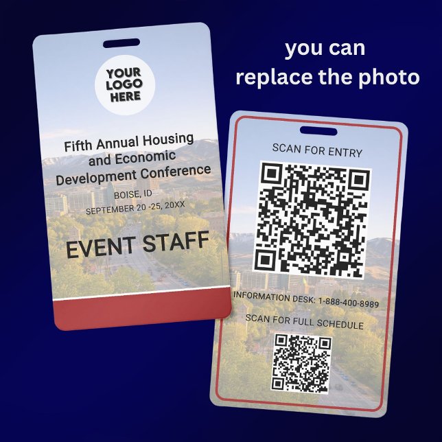 Location Replaceable Photo Logo QR Conference  ID Badge (Creator Uploaded)