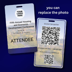 Location Replaceable Photo QR Logo Conference ID Badge