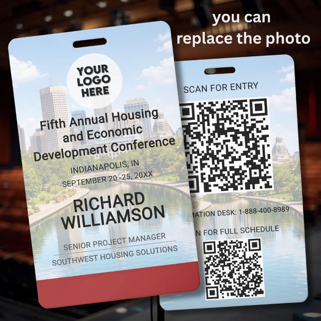 Location Replaceable Photo QR Logo Conference  ID Badge (Creator Uploaded)