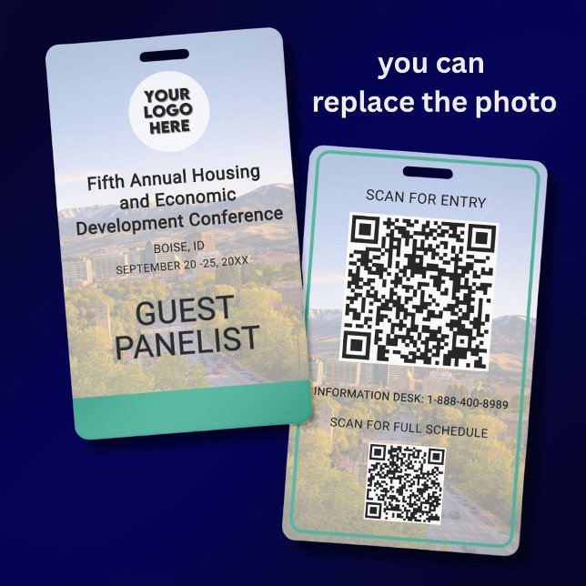 Location Replaceable Photo QR Logo Conference  ID Badge (Creator Uploaded)