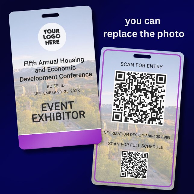 Location Replaceable Photo QR Logo Conference  ID Badge (Creator Uploaded)