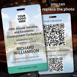 Location Replaceable Photo QR Logo Conference ID Badge