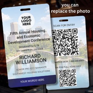 Location Replaceable Photo QR Logo Conference ID Badge