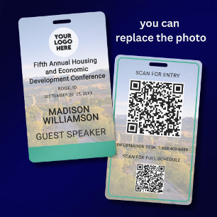 Location Replaceable Photo QR Logo Conference ID Badge