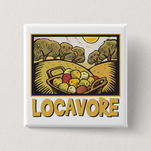 Locavore Slow Food 15 Cm Square Badge (Front)