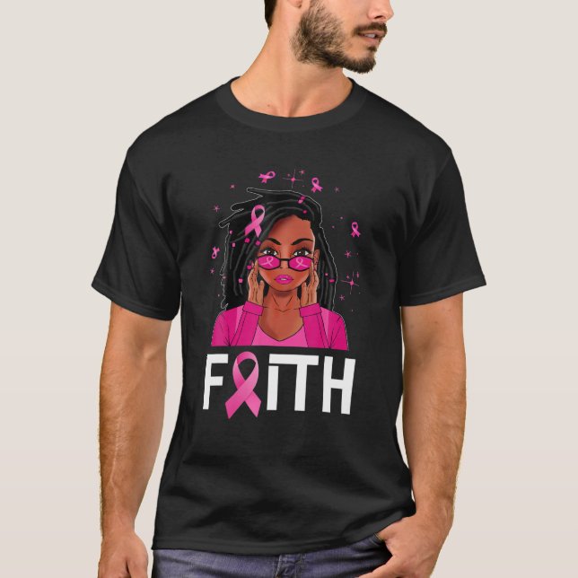Loc'd Hair Black Woman Queen African Faith Breast T-Shirt (Front)