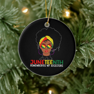 Loc'd Hair Black Woman Remebering My Ancestors Ceramic Tree Decoration