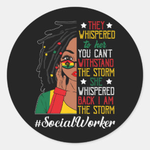 Loc'd Hair Black Women Social Worker Juneteenth Classic Round Sticker