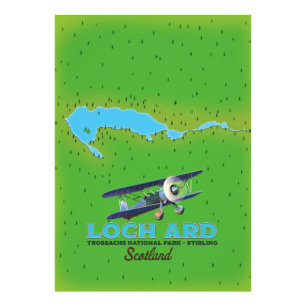 Loch Ard Trossachs National Park, Stirling map Photo Print