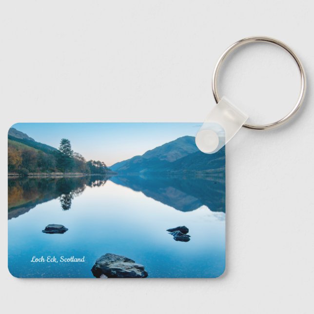 Loch Eck in Blue, Scotland Key Ring (Front)