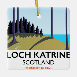 Loch katrine scotland travel poster ceramic ornament