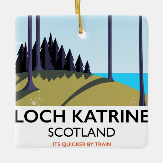 Loch katrine scotland travel poster ceramic ornament (Front)