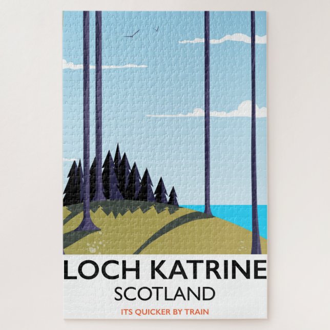 Loch katrine scotland travel poster jigsaw puzzle (Vertical)