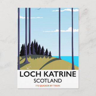 Loch katrine scotland travel poster postcard