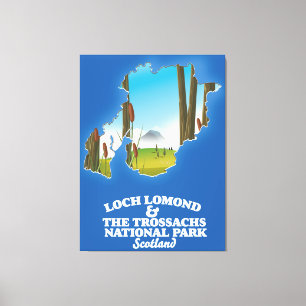 loch lomond & the trossachs national park map canvas print