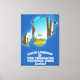 loch lomond & the trossachs national park map canvas print