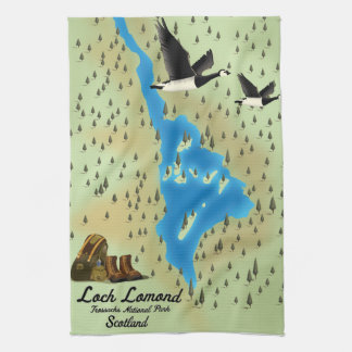 Loch Lomond,Trossachs, Scotland map Tea Towel
