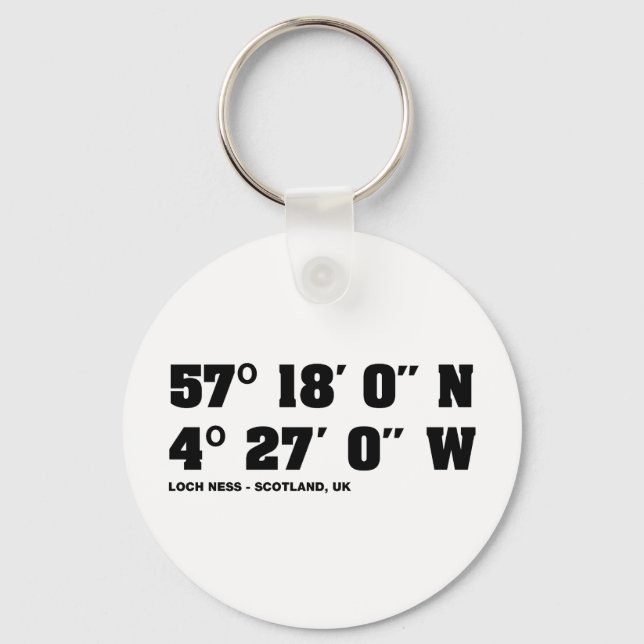 Loch Ness - Co-ordinates design Key Ring (Front)