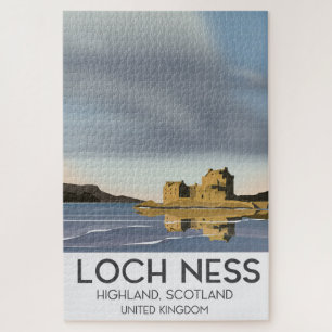 Loch Ness, Highlands, Scotland travel poster Jigsaw Puzzle